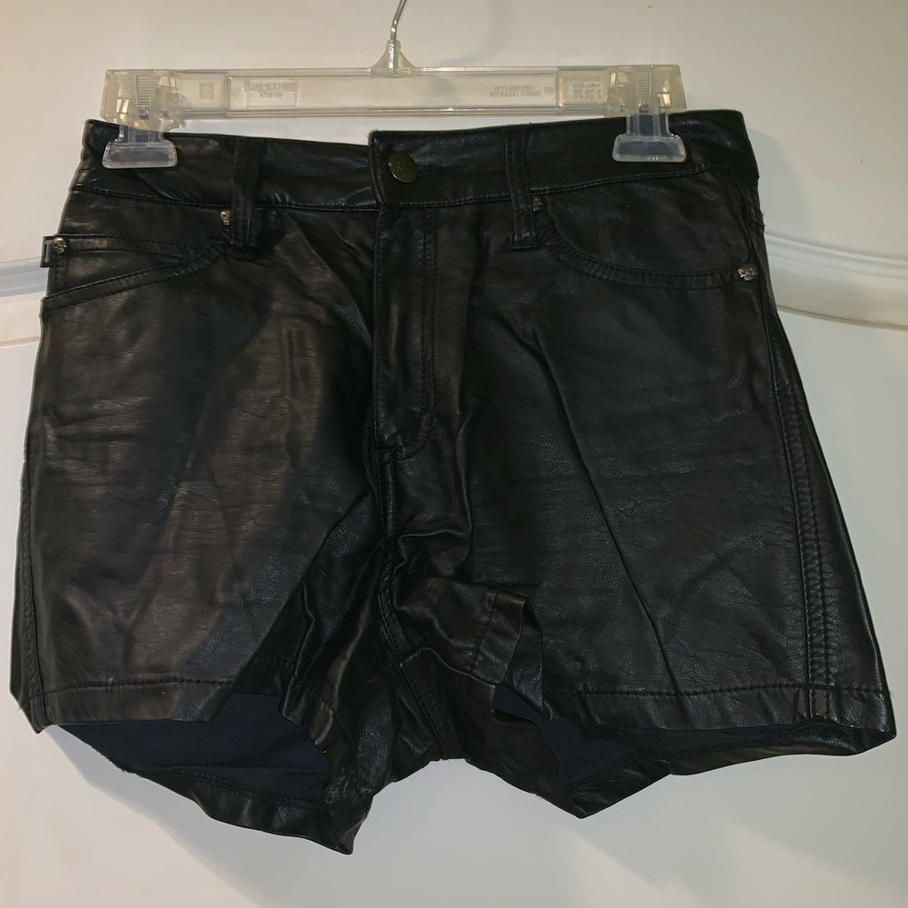 Black pleather shorts